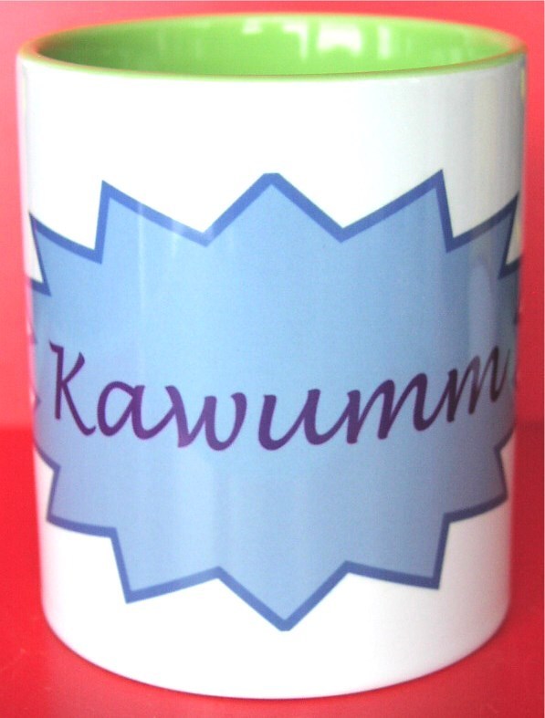 Kaffeetasse mit lustigen Sprüchen "kawumm"