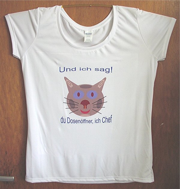 T-Shirt mit Sublimations Druck einseitig mit Hundekarikatur