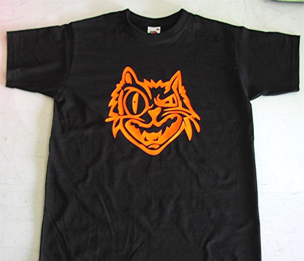 T-Shirt mit Flexfolien Druck Grusel-Katze